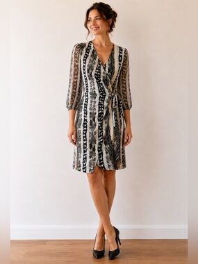 Diane von Furstenberg‎ Sigourney Snake Print Silk Short Wrap Dress Size 2